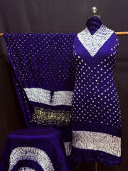 Modal Silk Shibori Bandhani Dress Material (Unstitched)