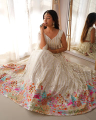 Faux Georgette Sequence Embroidery work Lehenga Choli