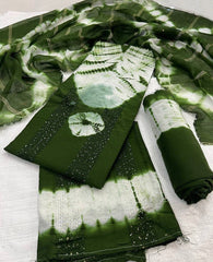 Pure Viscos Cotton Shibori 3 Pc Bandhani Dress Material (Unstitched)