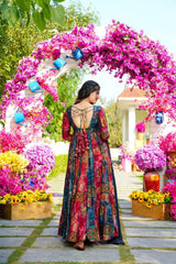 Muslin Digital Print Flair work Kurti Dupatta Set