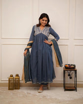 Zari weaving Embroidery work Alia cut Dress