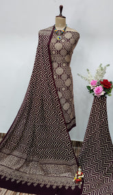 Modal Ghazi Silk Original Ajrakh work Dress Material