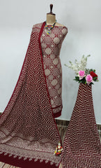 Modal Ghazi Silk Original Ajrakh work Dress Material