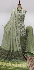 Modal Gazi Silk Hand Blocked Ajrakh Print Dress Material