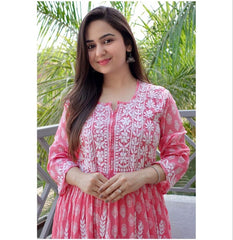 Printed work with Chikankari Embroided Gown