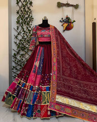Muslin Cotton Digital Print with Mirror Work Navratri Special Desinger Chaniya Choli