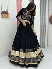 Pure Cotton Thread Embroidery Work 6M Flair work Navratri Special Designer Chaniya Choli (Ready To Wear)