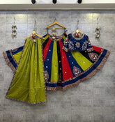 Pure Jaam Cotton Real Mirror Work Navratri Special 8M Flair Designer Chaniya Choli (Ready To Wear)