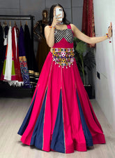 Pure Rayon Cotton Dual Tone Gamthi Patch work Navratri Special Lehenga Choli (Ready To Wear)