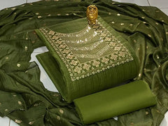Silk Sequence Neck work Dress Material (Unstitched)