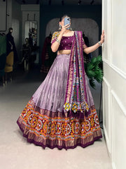 Tassar Silk Ikkat Print work Navratri Special Chaniya Choli (Ready To Wear)