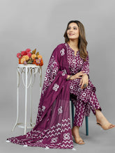 Hand Blocked Batik Kurti Pant Dupatta Set (Stitched)