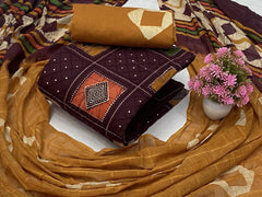 Soft Cotton Printed with Mirror work Dress Material ( Unstitched)