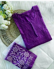 Muslin Chikankari Kurti Palazzo Set