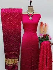 Modal Silk Heavy Kutch Bandhani Dress Material