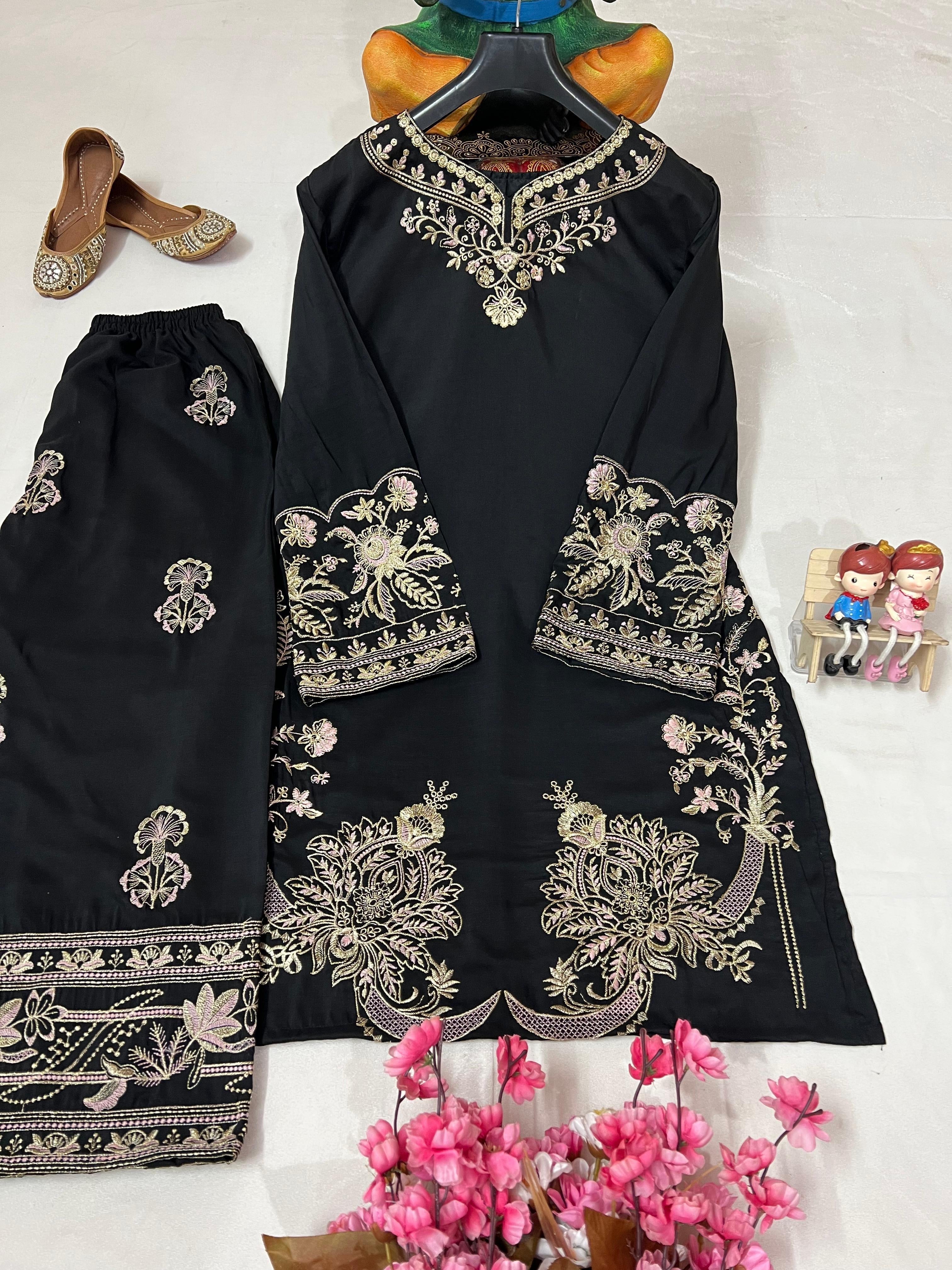 Muslin Cotton Embroidery Work Cord Set (Ready to Wear)