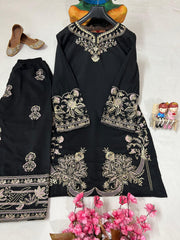 Muslin Cotton Embroidery Work Cord Set (Ready to Wear)