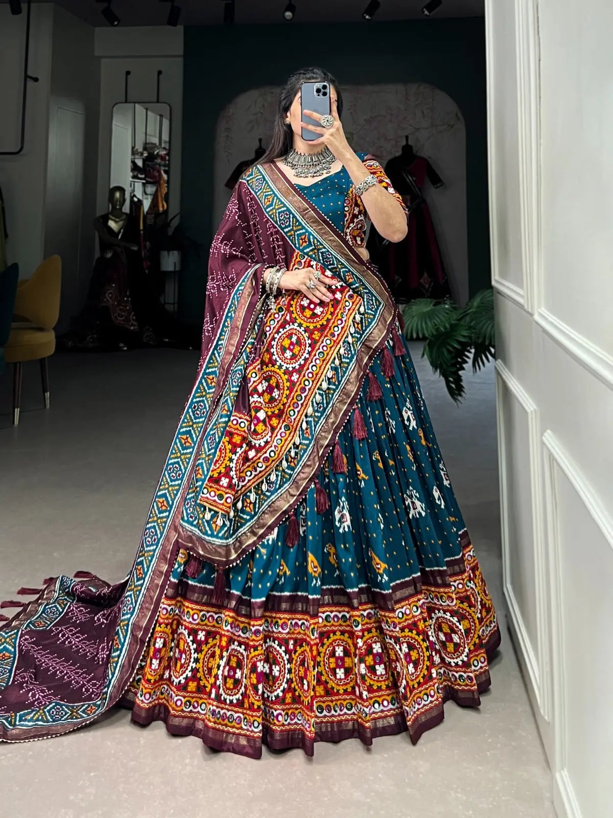 Tussar Silk Patola Print Navratri Special Chaniya Choli