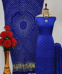 Pure Modal Silk Original Hand Crafted Bandhani Dress Material