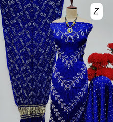 Modal Ghazi Silk Kutchi Bandhani Dress Material (Unstitched)