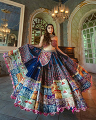 Soft Butter Silk Digital Print with mirror work Chaniya Choli