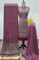 Modal Ghazi Silk Ajrakh Print Dress Material (Unstitched)