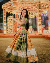Muslin Digital Print with Mirror Work Chaniya Choli