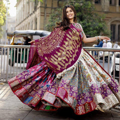 Muslin Digital Print with Mirror Wirk Designer Chaniya Choli for Navratri