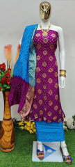 Original Dhupiyan Silk Kasab work Heavy Jamnagar Bandhani Dress
