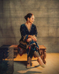 Winter Special Velvet Embroidery work Kurti Palazzo Set with Dupatta