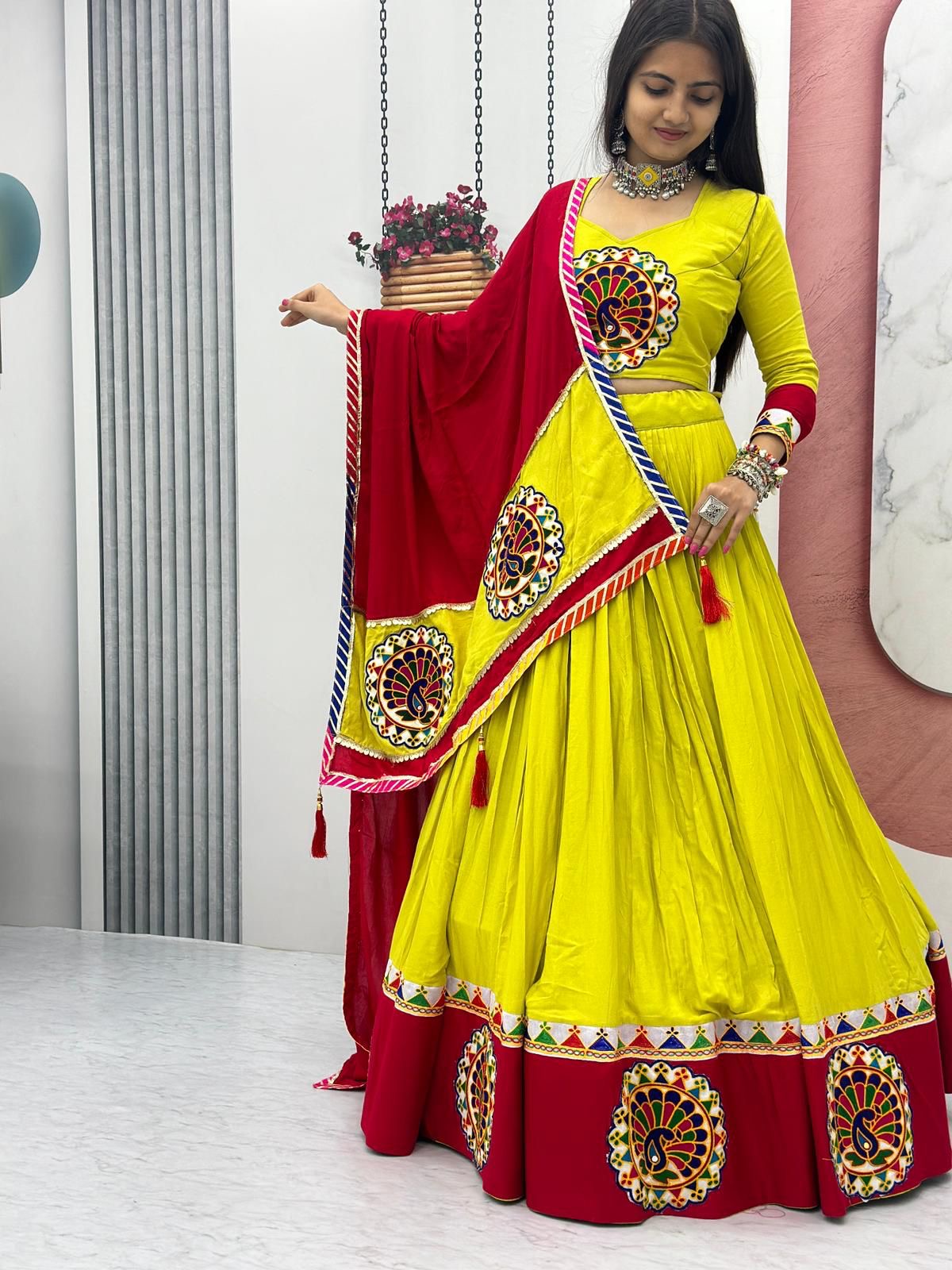 Pure Cotton Gamthi work Navratrti Special Chaniya Choli