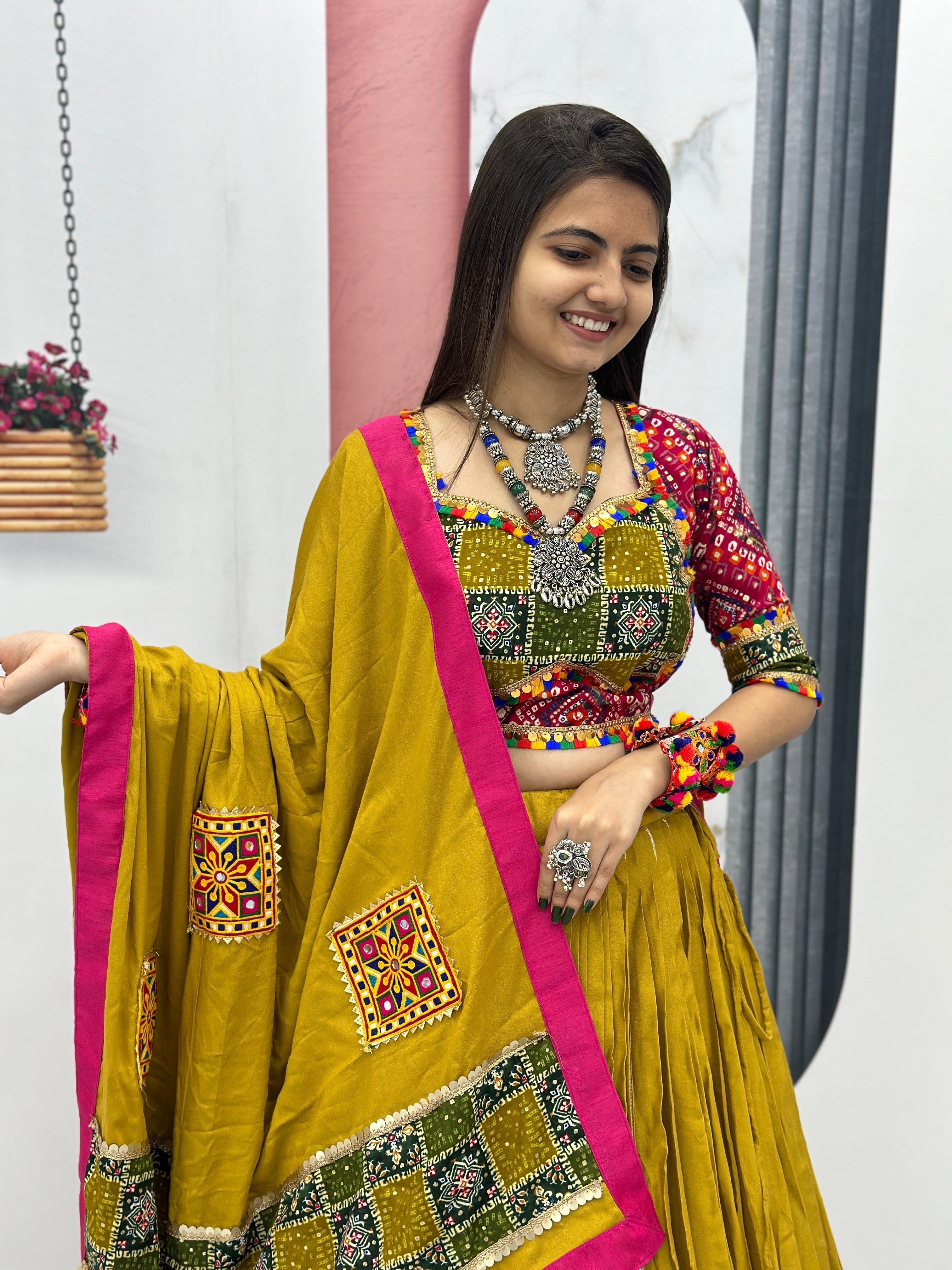 Pure Cotton Foil Print Lace work Navratri Special Chaniya Choli