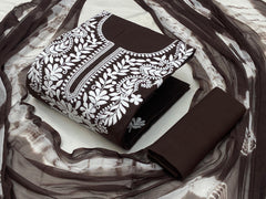 Thread Embroidery Lukhnavi work Dress Material