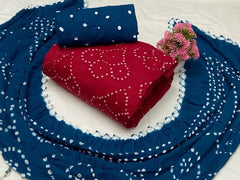 Soft Cotton Hand Crafted Kutch Bandhani Dress Material (Unstitched)
