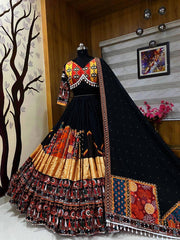Muslin Cotton Original Kodi mirror work Navratri Garba Chaniya Choli (Stitched)