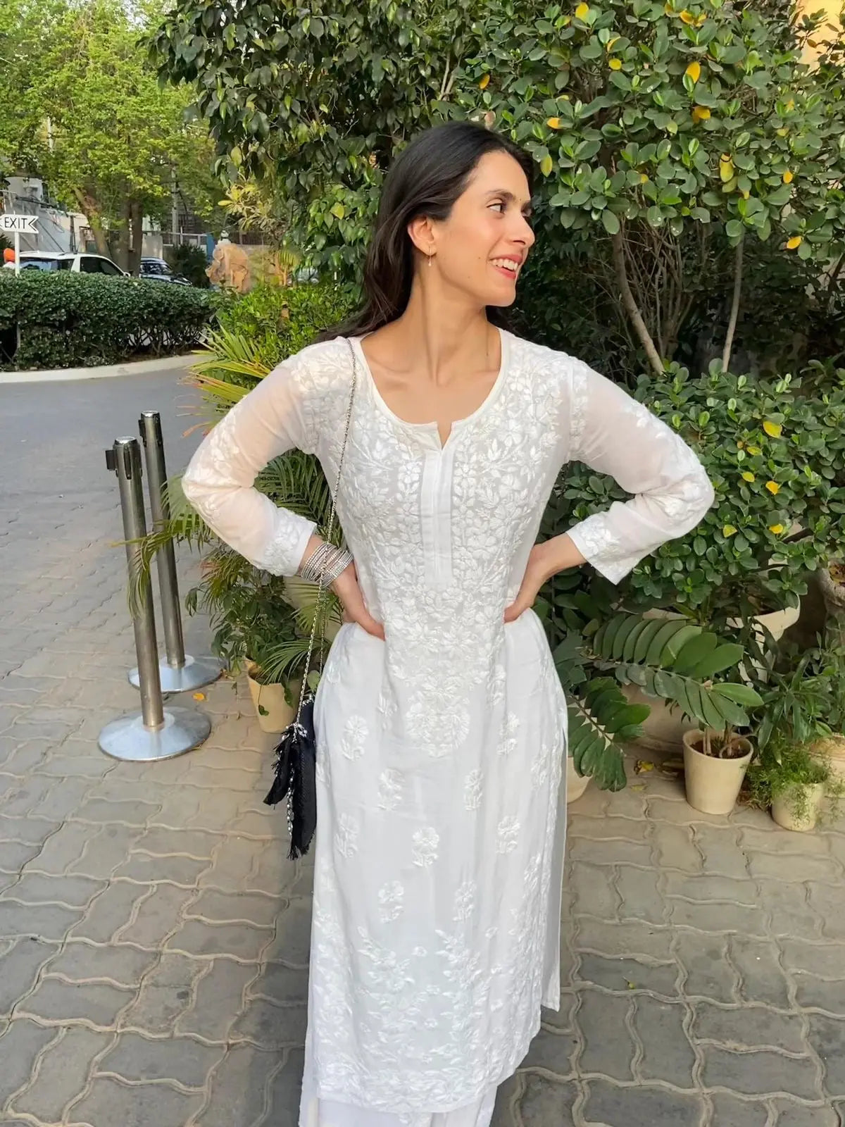 Muslin Thread Embroidery work Kurti Palazzo Set