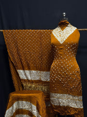 Modal Silk Shibori Bandhani Dress Material (Unstitched)