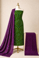 Premium Cotton Authentic Jamnagar Handmade 3Pc Bandhani Dress Material