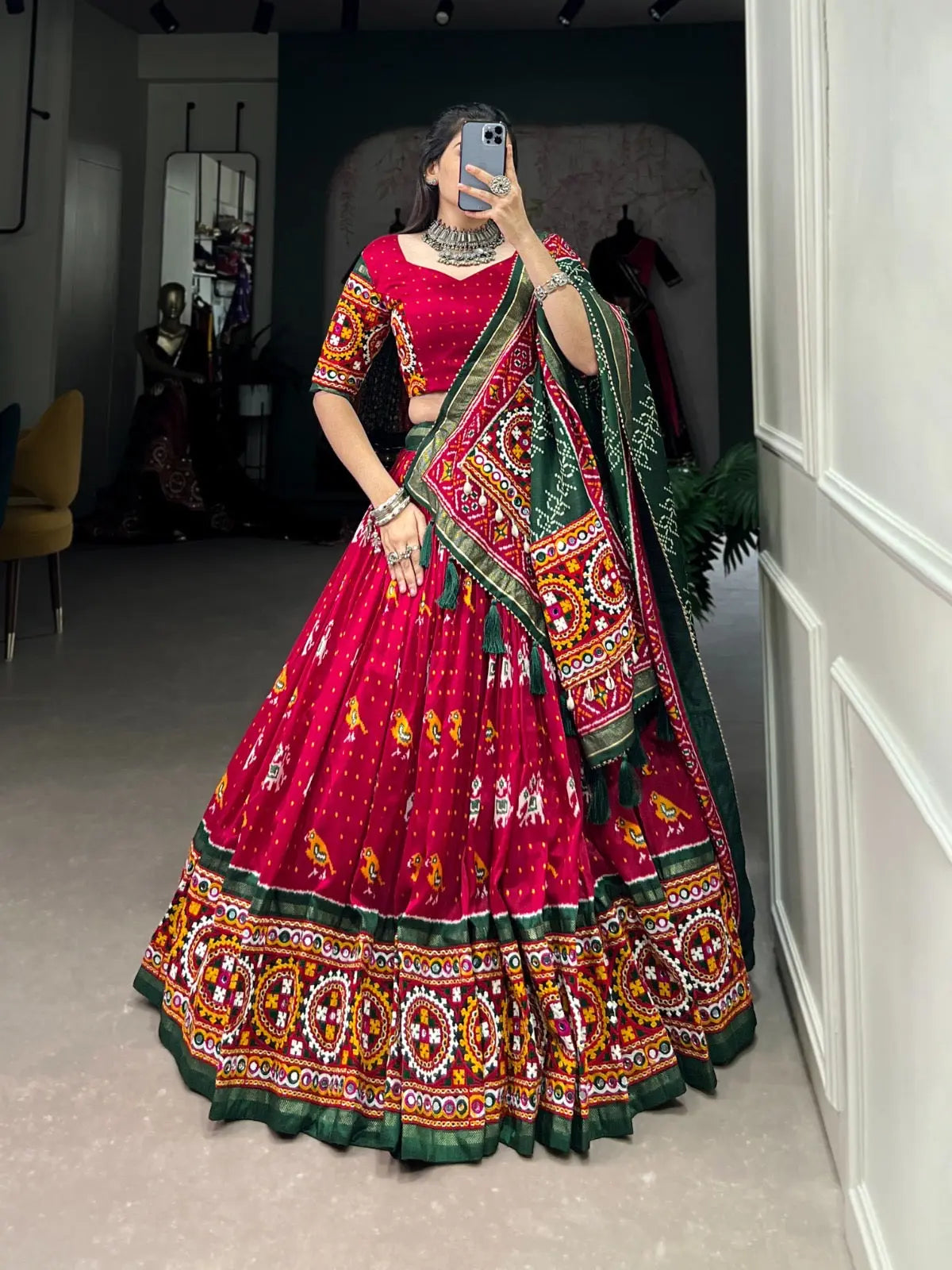 Tussar Silk Patola Print Navratri Special Chaniya Choli