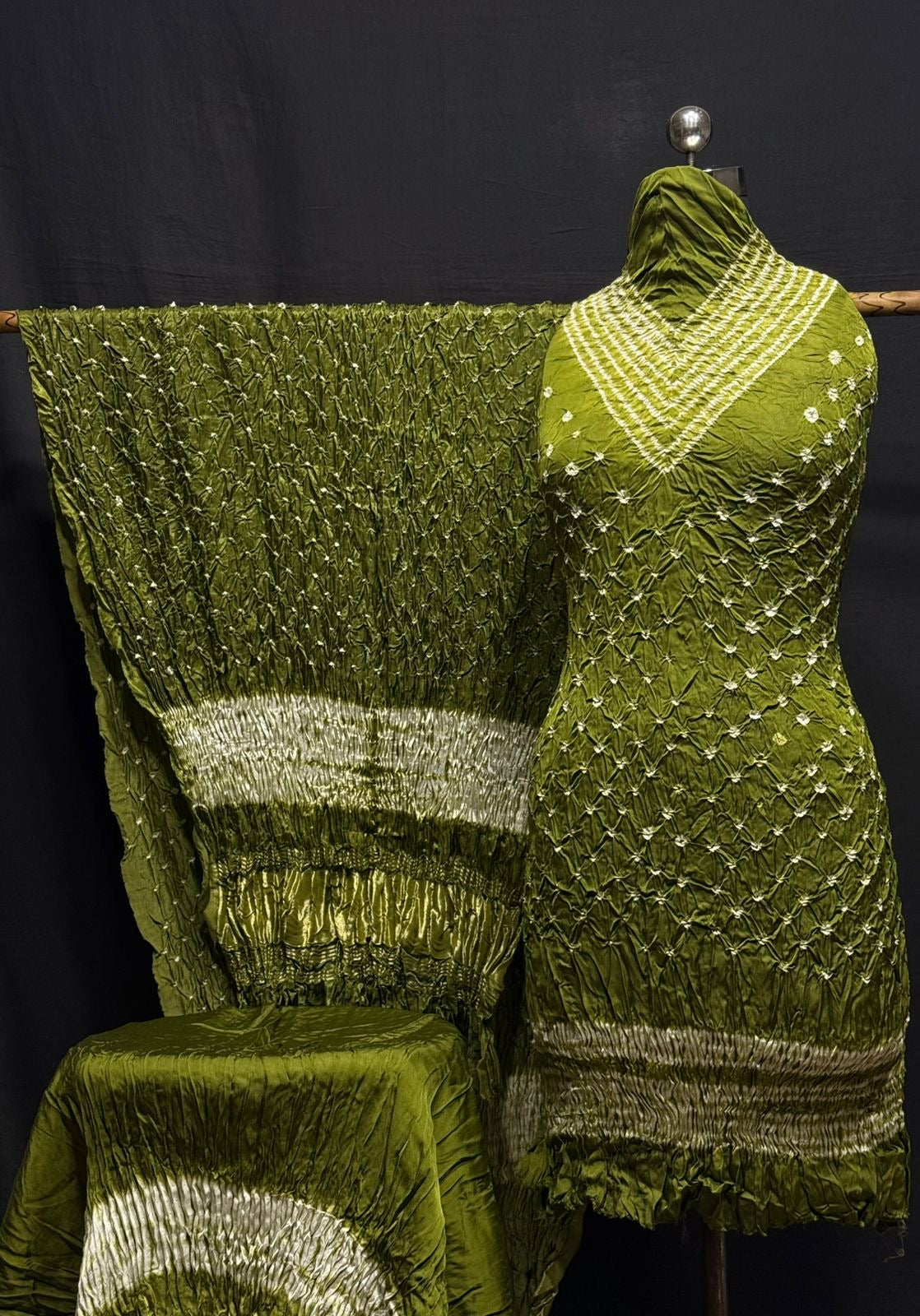 Modal Silk Shibori Bandhani Dress Material (Unstitched)
