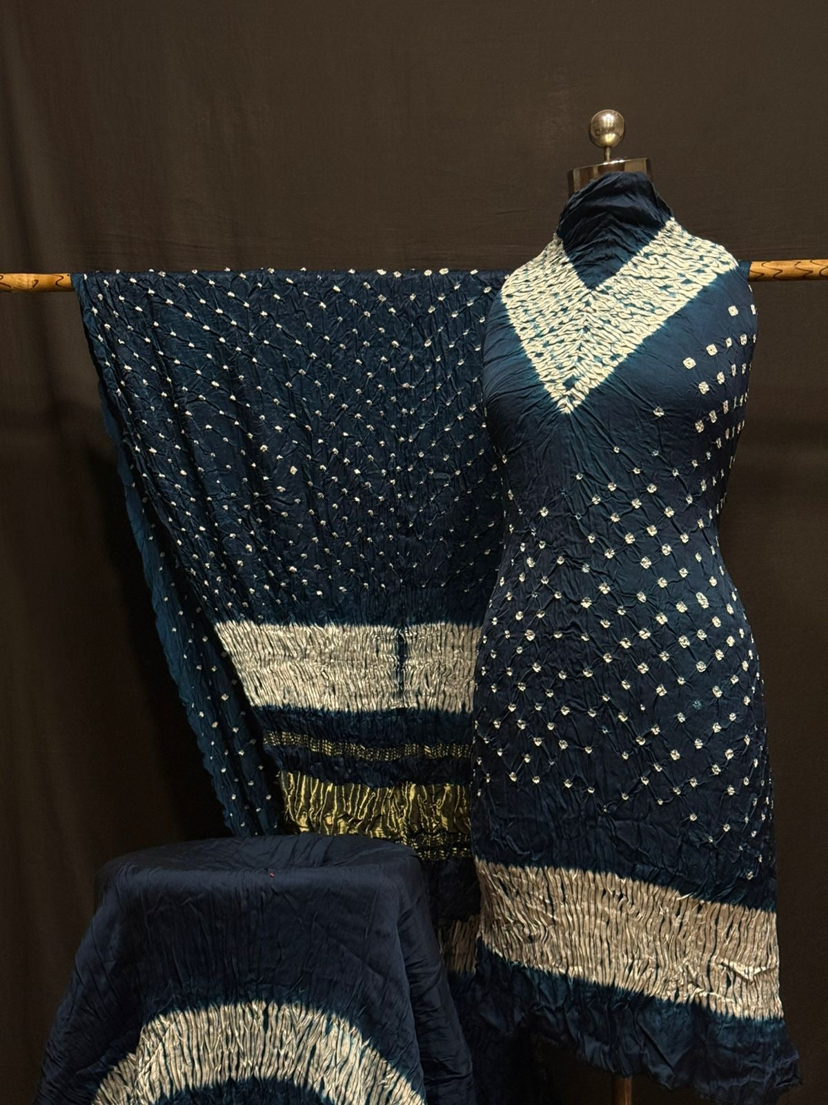 Modal Silk Shibori Bandhani Dress Material (Unstitched)