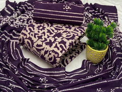 Soft Cotton Hand Blocked Wax Batik Dress Material (Unstitched)