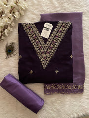Neck V Embroidery work Summer Special Dress Material (Unstitched)