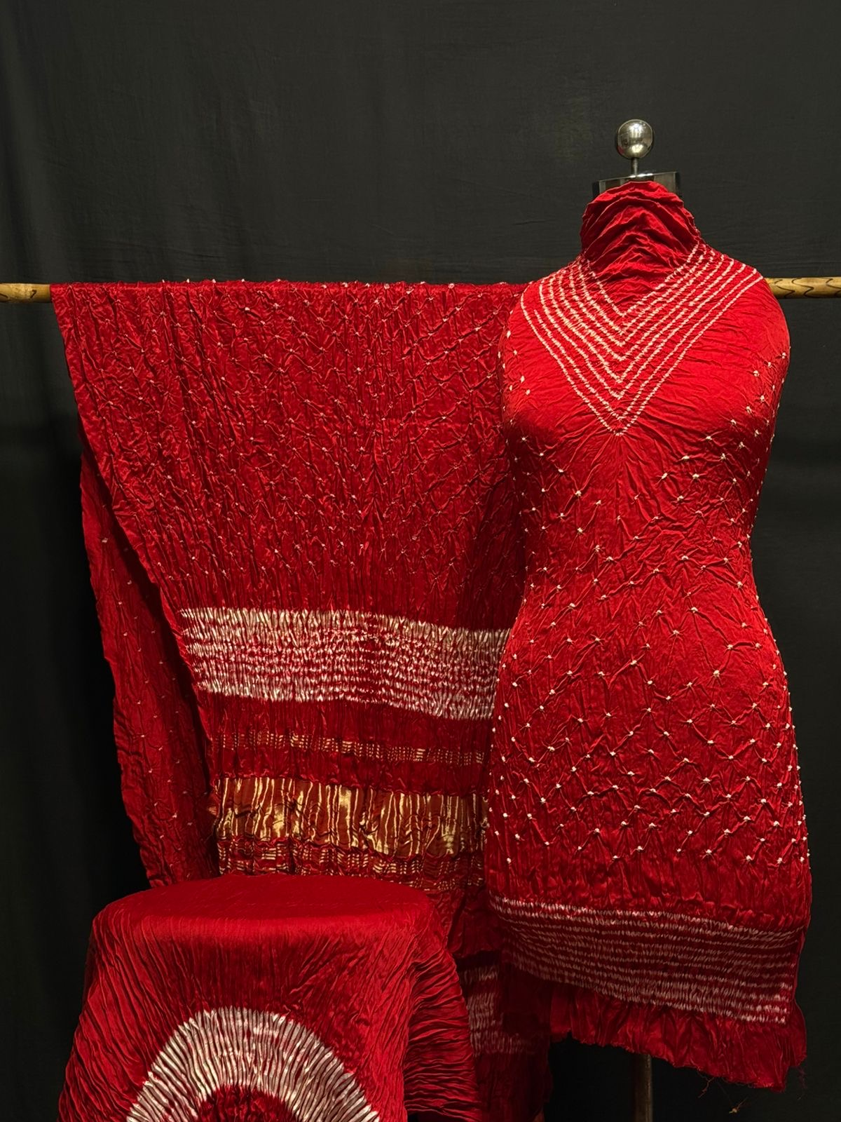 Modal Silk Shibori Bandhani Dress Material (Unstitched)