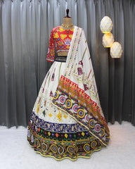 Muslin Digital Print Mirror work Navratri Special Chaniya Choli