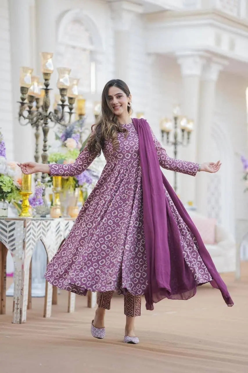 Muslin Batik Print Kurti Pant Dupatta Set