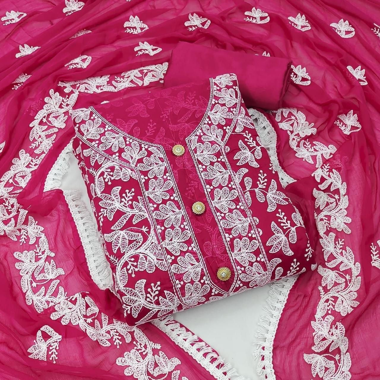 Modal Heavy Embroidery Nazneen work Dress Material(Unstitched)