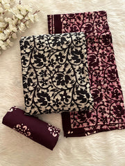 Soft Cotton Authentic Hand Blocked Batik Dress Material (Unstitched)