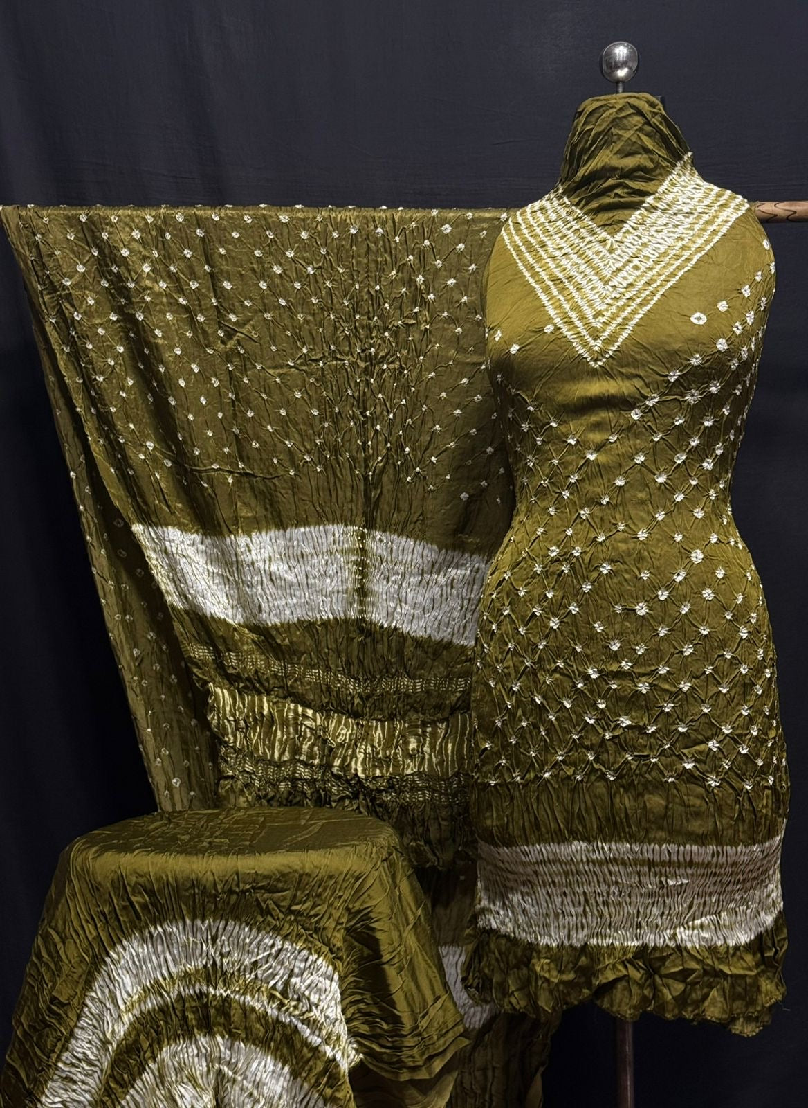 Modal Silk Shibori Bandhani Dress Material (Unstitched)
