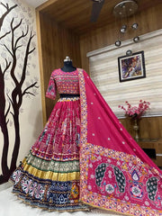 Soft Muslin Digital Print Mirror work Navratri Special Chaniya Choli